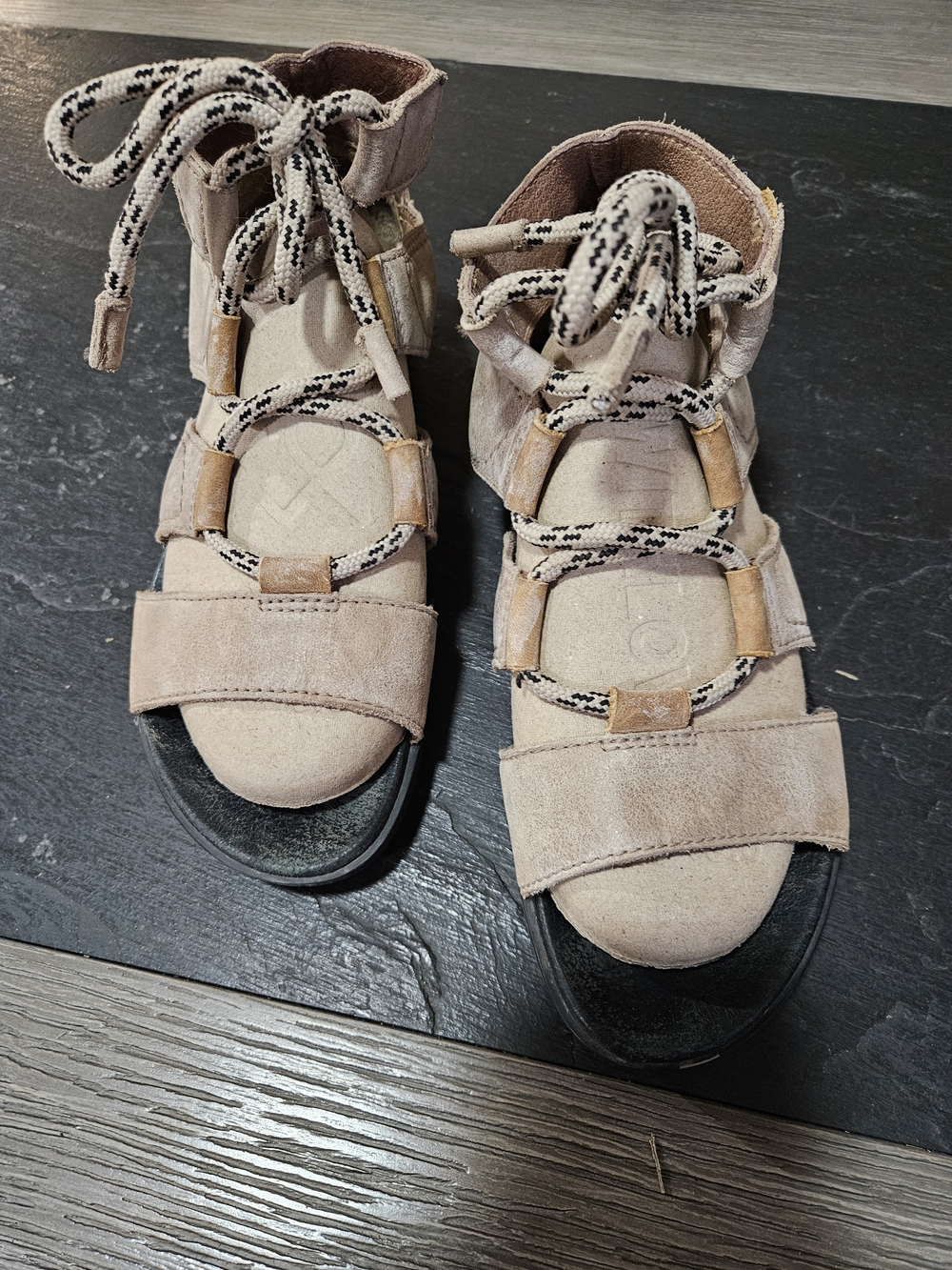 Sorel Torpeda Lace II Beige Suede Gladiator Sandals